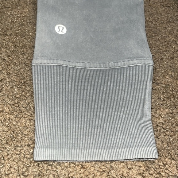 Lululemon Wunder Under Crop 23" Ribbed Washed French Clay Gray 4 - Picture 5 of 6